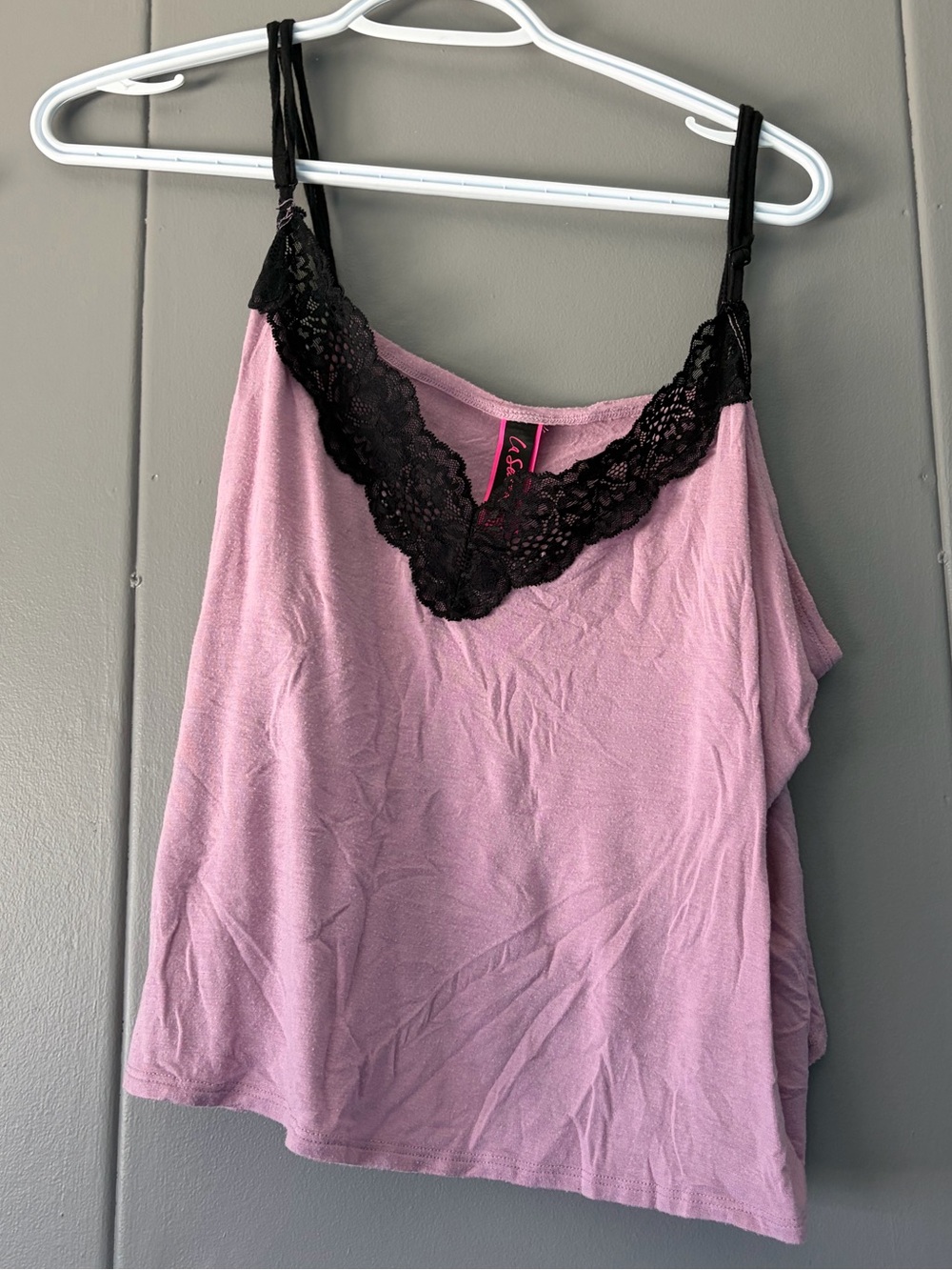 La SENZA Pink Camisole with Black Lace Detail